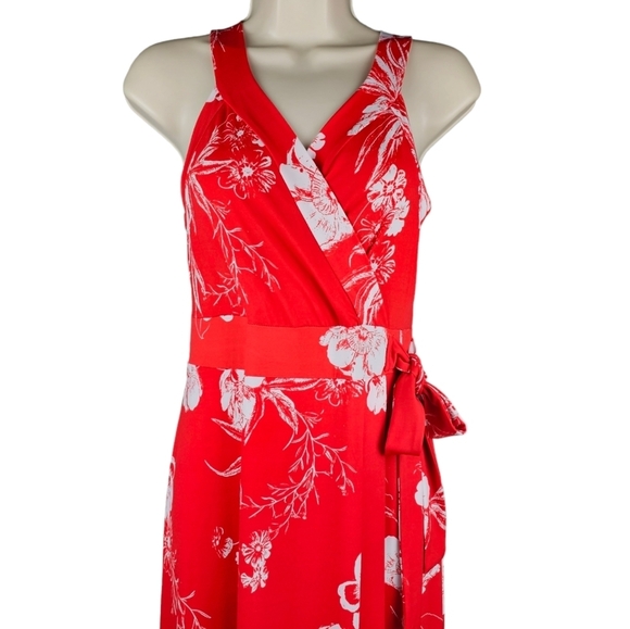 MARKET & SPRUCE Hellena Faux Wrap Red and White Knit Maxi Dress - Picture 2 of 10